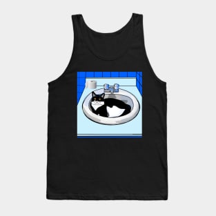 Cute Tuxedo Cat in the bathroom basin  Copyright TeAnne Tank Top